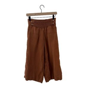 Anthropologie Daughters of the Liberation Wide Leg Cropped Linen Pant